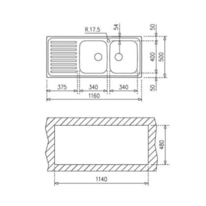 Chậu rửa bát Teka CLASSIC 1160.500 2B.1D