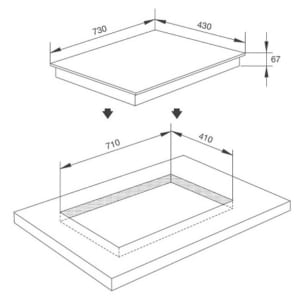 Kích thước lắp đặt bếp từ Binova BI-101-SP