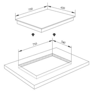 Kích thước lắp đặt bếp từ Binova BI-102-SP